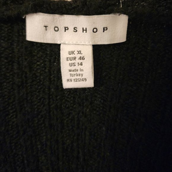 Topshop Long Black Oversized Open Front Cardigan Size 14/XL - Picture 8 of 12